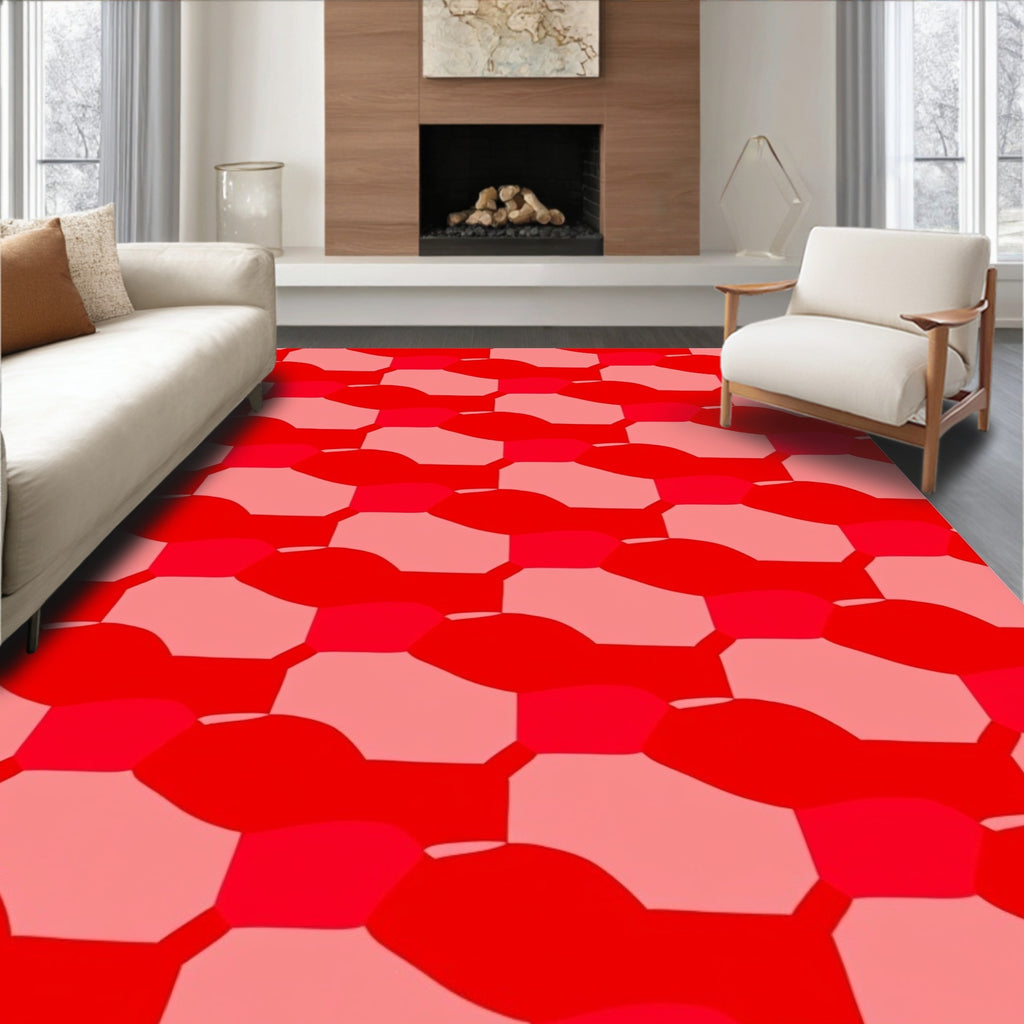 Red Gradient Art Deco Pattern Rug