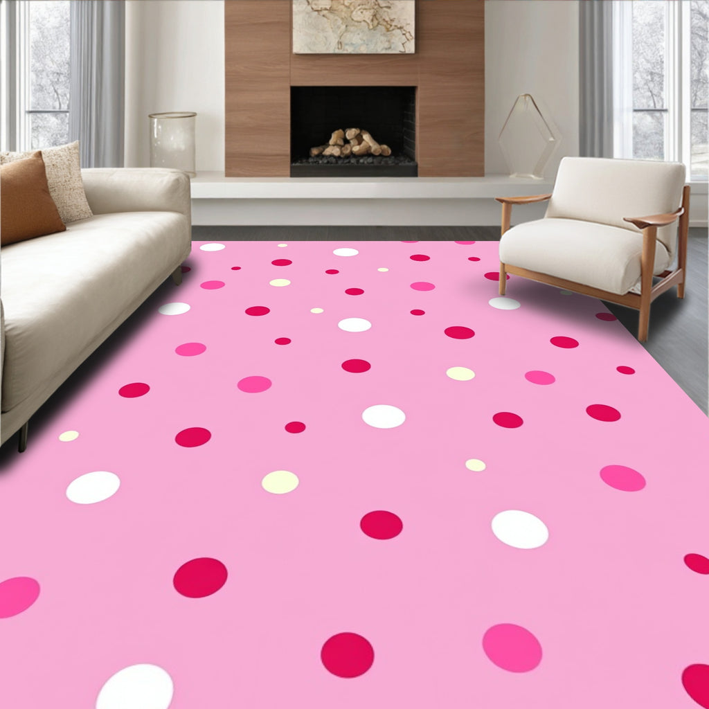 Pink Polka Dot Pattern Design Rug