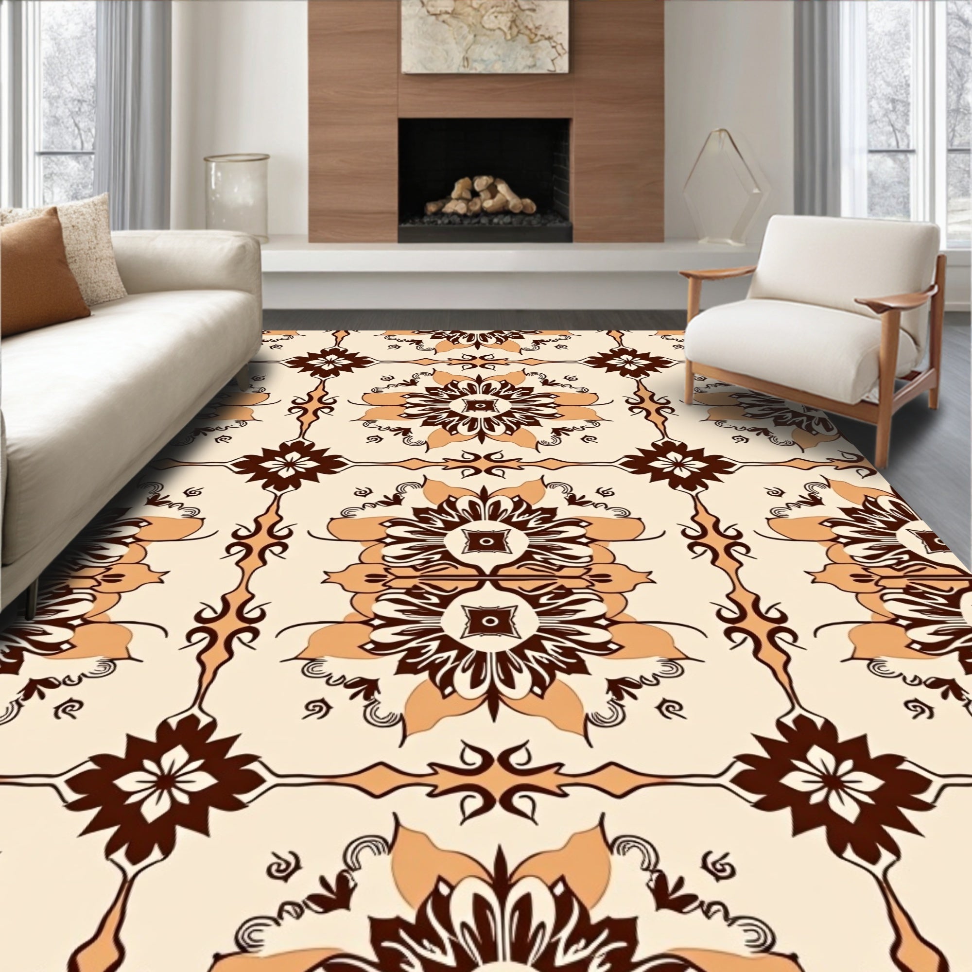 Vintage Floral Medallion Pattern Rug