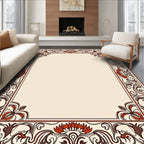 Ornate Floral Scrollwork Border Design Rug