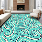 Abstract Aqua Swirls Pattern Rug