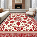 Classic Red Floral Border Design Rug