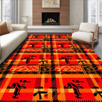 Bold Red Orange Abstract Figure Rug