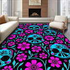 Bold Skull Floral Pattern Design Rug