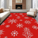 Red White Snowflake Winter Pattern Rug