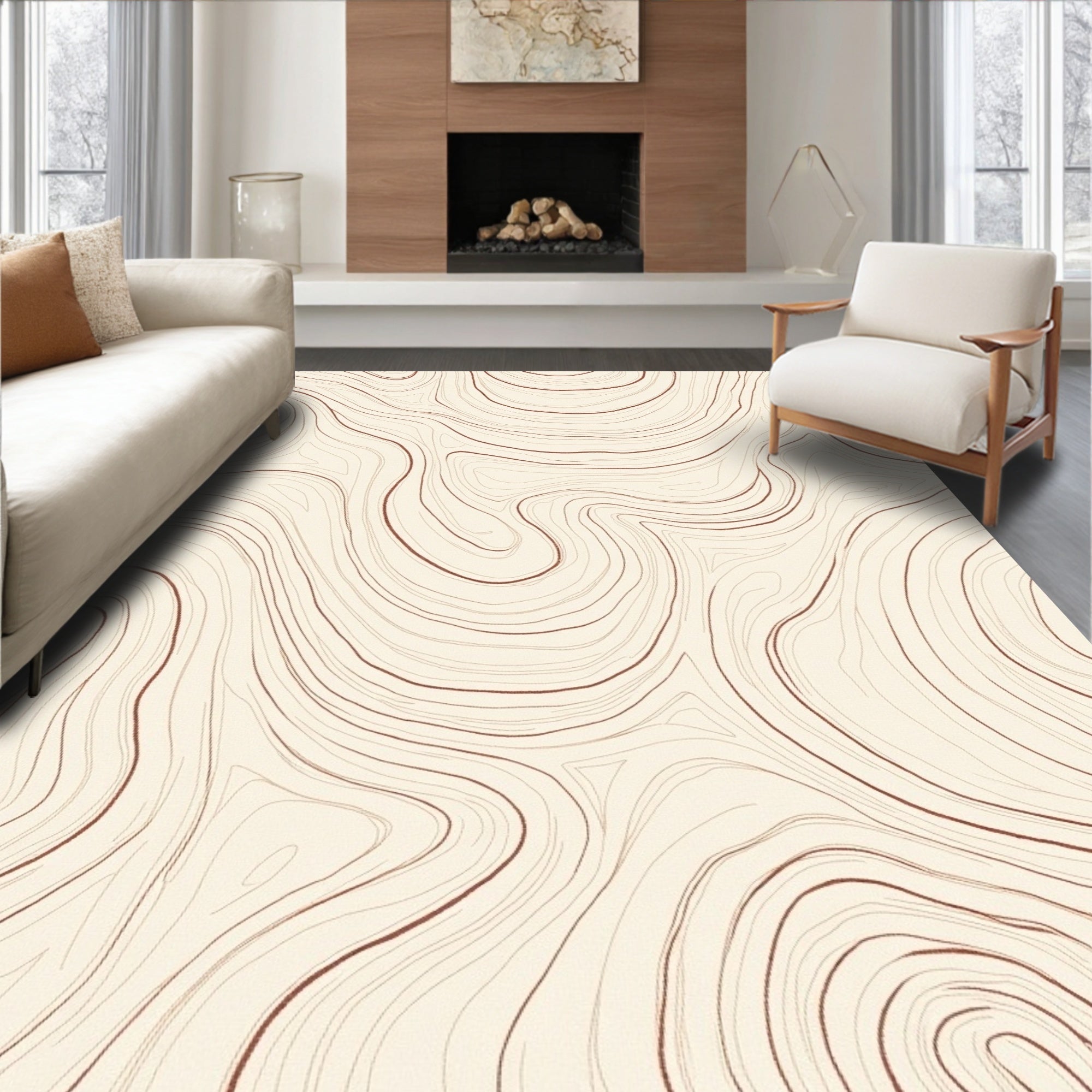Creamy Lines Abstract Pattern Rug