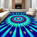 Radiant Blue Green Floral Mandala Rug
