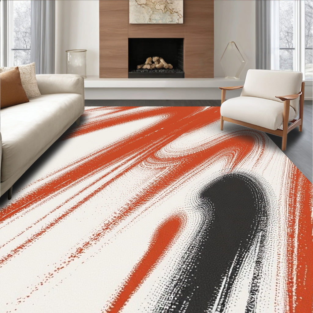 Abstract Paint Swirl Pattern Rug