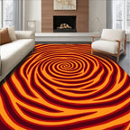 Bold Swirling Orange Red Lines Rug