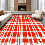 Classic Red and White Plaid Pattern Rug