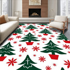Whimsical Christmas Trees Flowers Pattern Rug