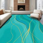 Oceanic Swirls With Gold Strands Rug