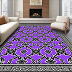 Bold Purple Black Abstract Pattern Rug