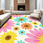 Retro Floral Colorful Petal Pattern Rug