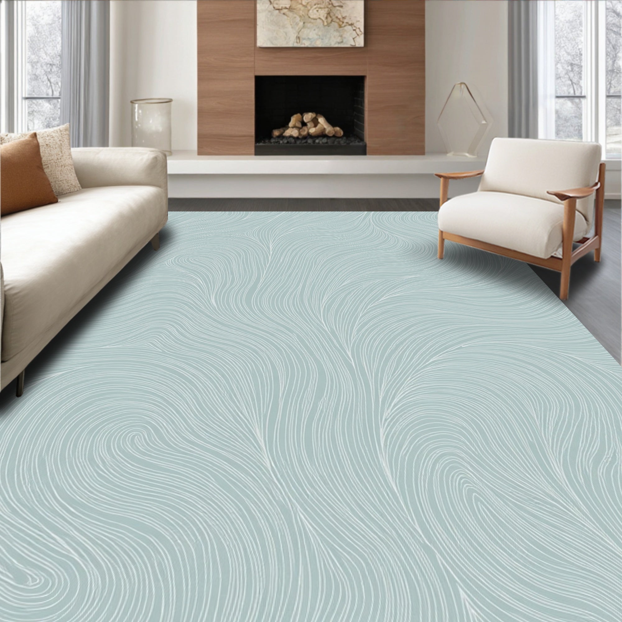 Wavy Abstract Line Pattern Rug