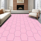 Soft Pink Geometric Pattern Rug