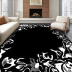 Ornate White Floral Abstract Design Rug