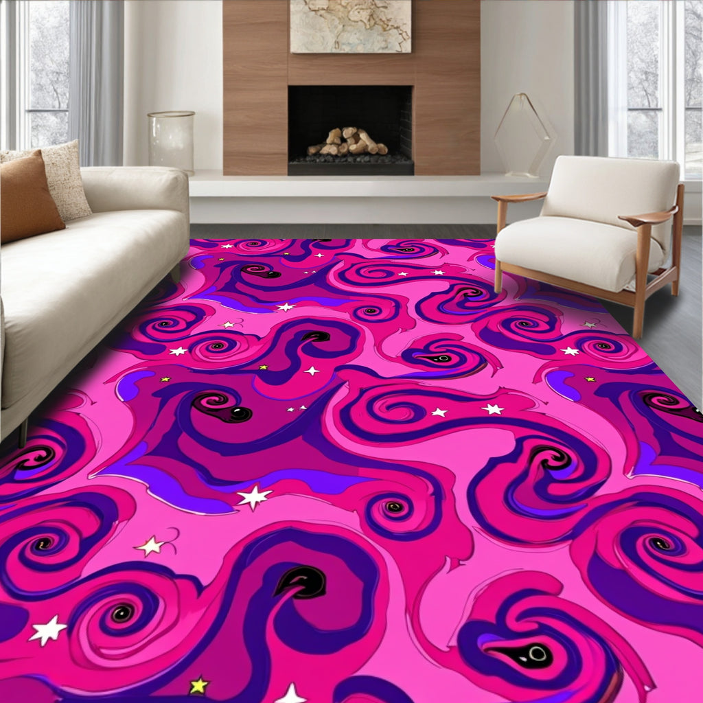 Swirling Pink Night Sky Rug