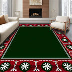 Red Green Plaid Floral Border Rug