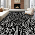 Black and White Swirl Diamond Pattern Rug