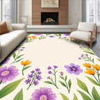 Floral Meadow Patterned Bright Area Rug