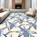 Abstract Blue Geometric Star Pattern Rug