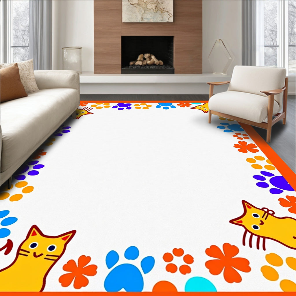 Fun Cat Paw Print Design Rug