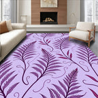 Purple Fern Leaf Pattern Design Rug