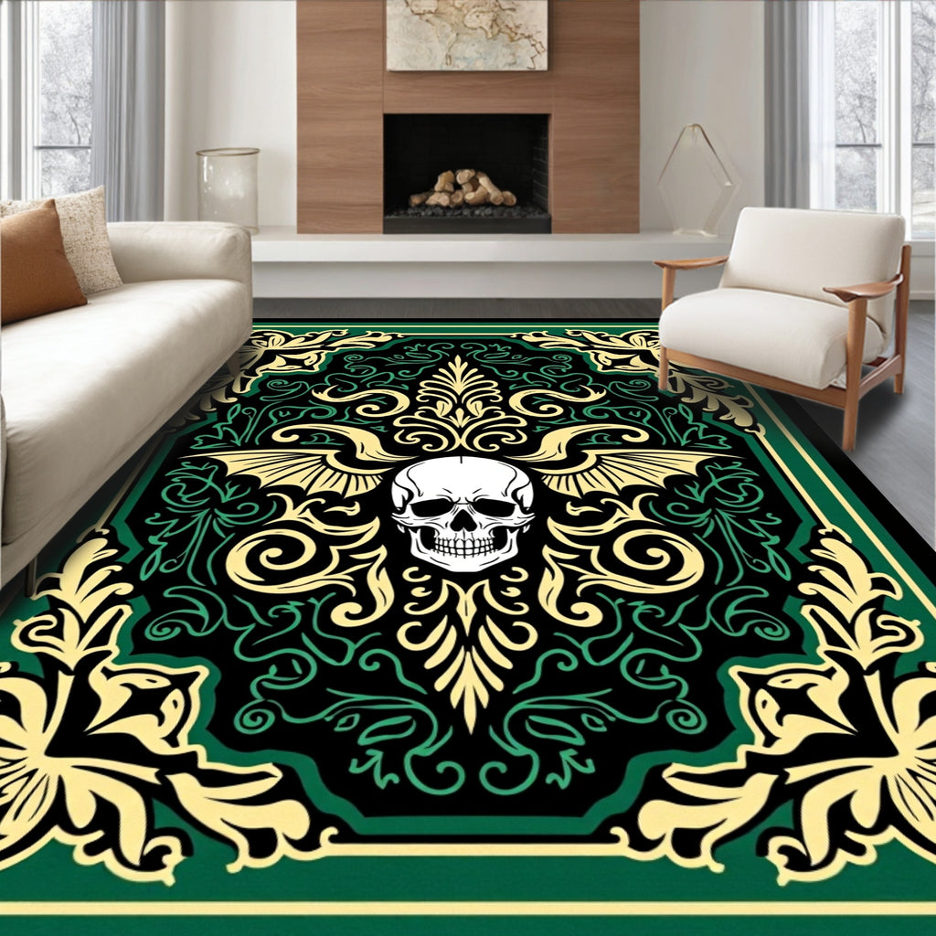 Dark Skull Vintage Floral Rug