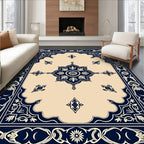 Classic Navy Floral Medallion Rug