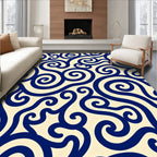 Navy Swirl Artful Pattern Rug