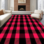 Bold Red Black Gingham Plaid Rug
