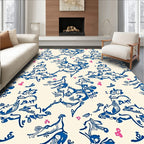 Vibrant Blue Whimsical Animal Garden Rug