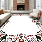 Bold Red Black Abstract Border Design Rug