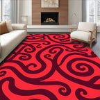 Bold Swirls Dramatic Red Pattern Rug