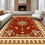 Ornate Gold on Red Floral Medallion Rug