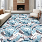 Swirled Blue, Gray, White Abstract Pattern Rug
