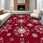 Elegant White Snowflake Pattern Design Rug