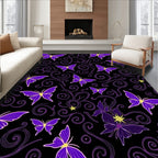 Whimsical Purple Butterfly Swirl Pattern Rug