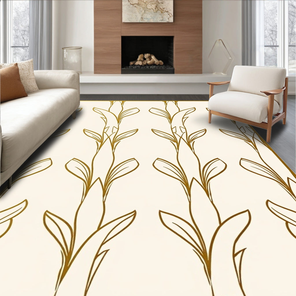 Gold Floral Vine Pattern Rug