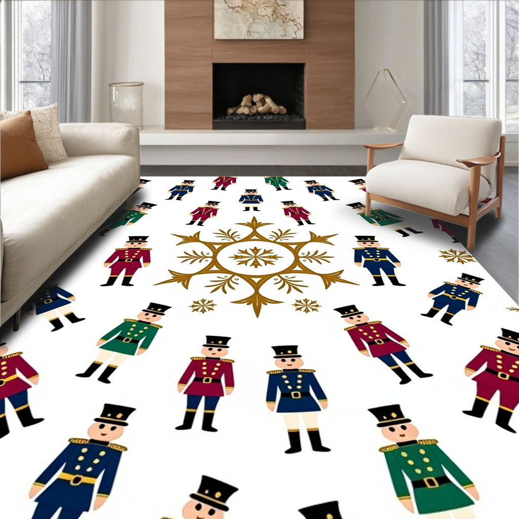 Nutcracker Soldier Snowflake Pattern Rug