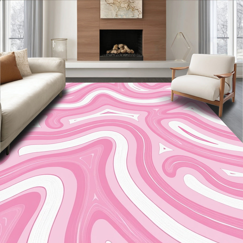 Pink Swirl Abstract Pattern Design Rug