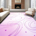 Abstract Swirls Pink Polka Dot Design Rug