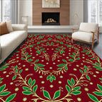 Elegant Green Leaf Vine Pattern Rug