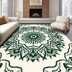 Dark Green Floral Medallion Mandala Rug