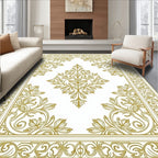 Ornate Floral Golden Border Design Rug