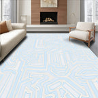 Light Blue Abstract Maze Pattern Rug