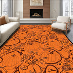 Autumn Pumpkin Vine Sketch Pattern Rug
