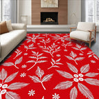 White Folklore Botanical Print Rug
