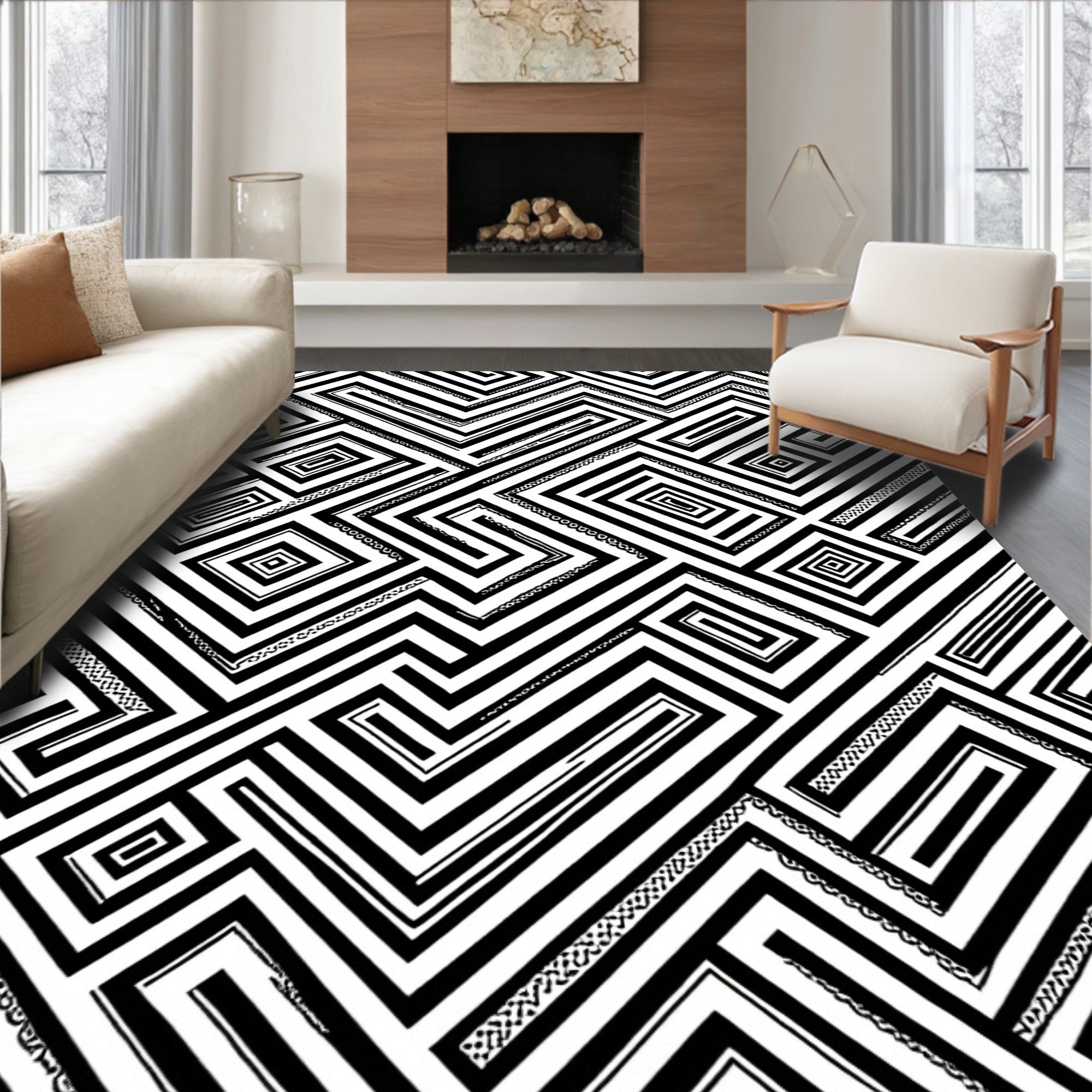 Graphic Maze Pattern Rug